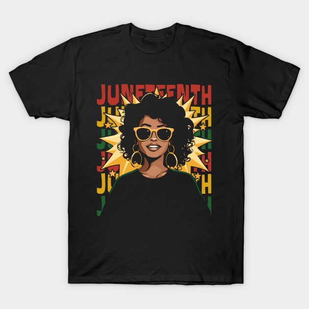 Black History Juneteenth Art for Men, Women, Girls T-Shirt by Apocatnipse Meow